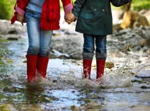 Women's Waterproof Boots - Two girl wearing their rain boots