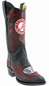 Collegiate Cowboy Boots - Alabama Crimson Tide Women's 13" Embroidered Boots - Black