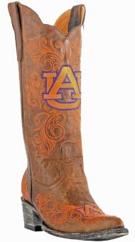 Collegiate Cowboy Boots - Auburn Tigers Women's 13" Embroidered Boots - Tan