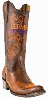 Collegiate Cowboy Boots - Clemson Tigers Women's 13" Embroidered Boots - Tan