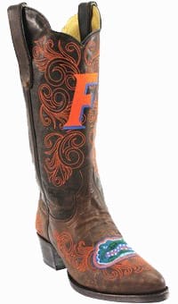 Collegiate Cowboy Boots - Florida Gators Women's 13" Embroidered Boots - Brown