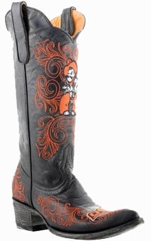 Collegiate Cowboy Boots - Oklahoma State Cowboys Women's 13" Embroidered Boots - Black