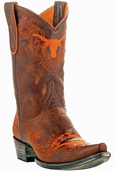 Collegiate Cowboy Boots - Texas Longhorns Women's 13" Embroidered Boots - Tan