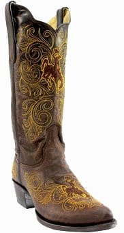 Collegiate Cowboy Boots - Wyoming Cowboys Women's 13" Embroidered Boots - Brown