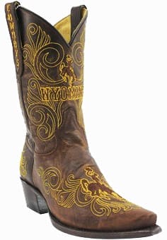 College Cowboy Boots - Wyoming Cowboys Women's 10" Embroidered Boots - Brown