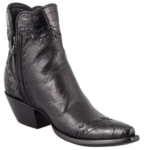 Women's Exotic Skin Cowboy Boots - STALLION WOMEN'S ZORRO BLACK ALLIGATOR HANDMADE ANKLE BOOTS