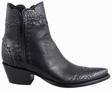 Women's Exotic Skin Cowboy Boots - STALLION WOMEN'S ZORRO BLACK ALLIGATOR HANDMADE ANKLE BOOTS
