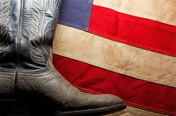 American Made Cowboy Boots Men - Boot and American Flag