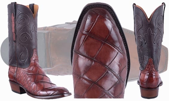 Lucchese American Alligator Boots - Three views of Lucchese cowboy boots