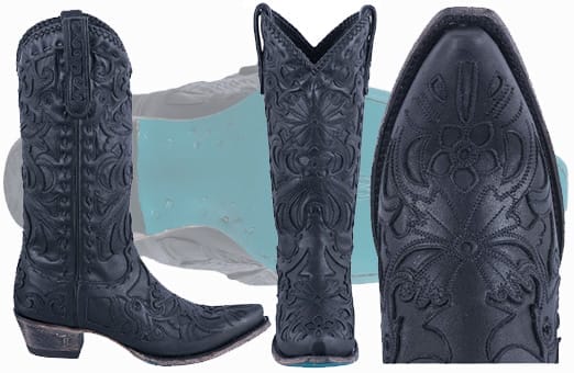 Best Women's Cowgirl Boots - LANE BLACK INLAID ROBIN