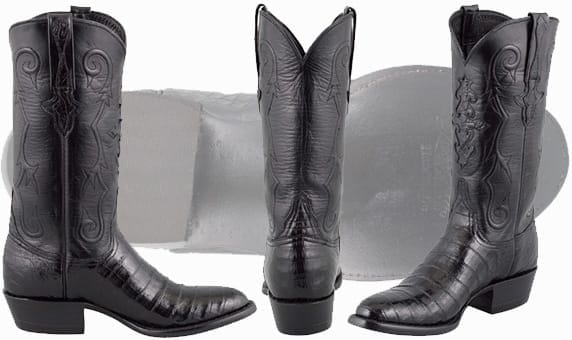 Genuine Caiman Cowboy Boots - LUCCHESE MENS BLACK ULTRA CAIMAN CROCODILE BOOTS