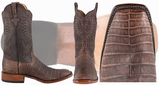 Genuine Caiman Cowboy Boots - RIOS OF MERCEDES MENS CHOCOLATE SUAVE CAIMAN BOOTS