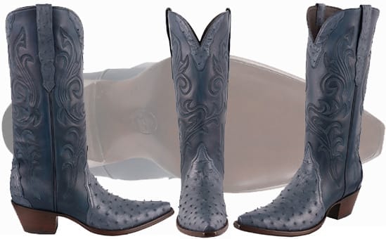 Sexy Cowgirl Boots - STALLION WOMEN'S BLUE FULL QUILL OSTRICH COWGIRL BOOTS