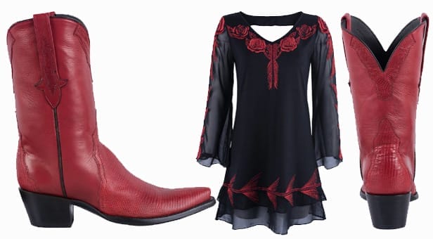 Dresses You Can Wear With Cowboy Boots - STALLION WOMEN'S RED LIZARD COWBOY BOOTS