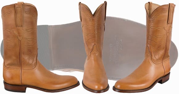 Lucchese Handmade Boots - Sand Burnished Baby Buffalo Roper