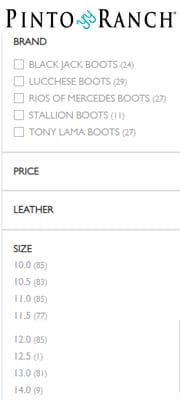 Pinto Ranch Sizes for Mens Large Size Cowboy Boots