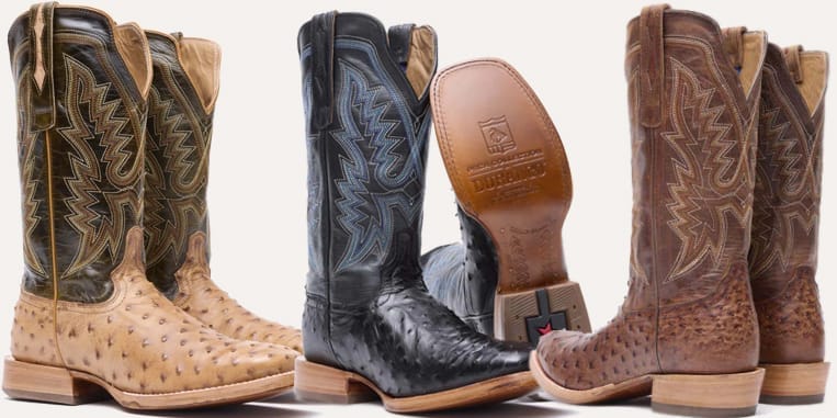 Durango Exotic boots including Ostrich boots, Pirarucu and Caiman boots
