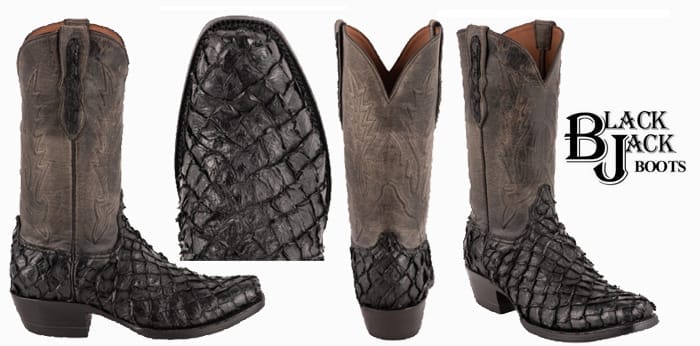 Black Jack Exclusive Pirarucu Cowboy Boots - Black