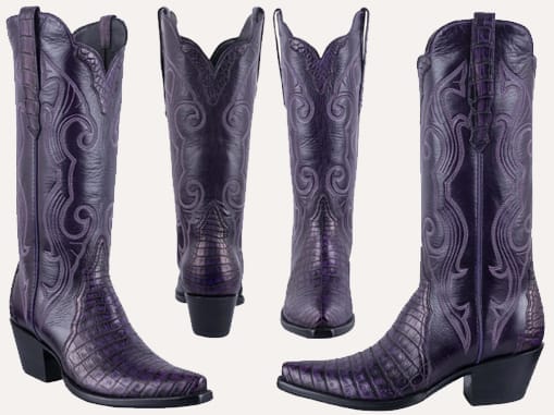Stallion Caiman & Italian Calf Gallegos Cowgirl Boots - Purple