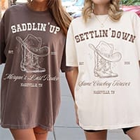 Saddlin Up and Settlin Down Country Western T-shirt that would go great with your favorite boots!